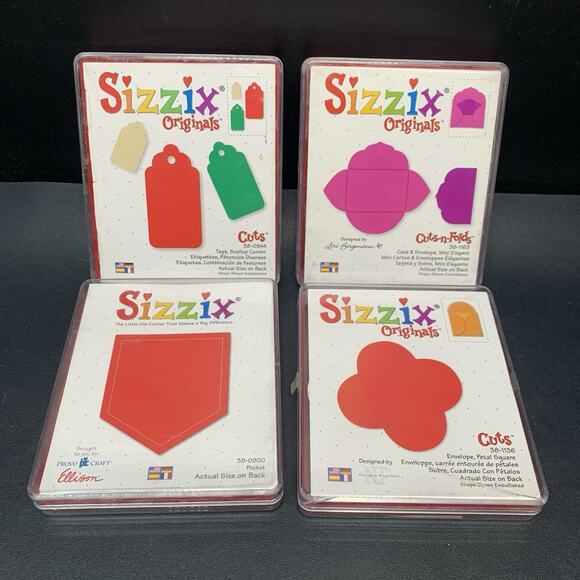 Sizzix Cuts & Folds Pocket, Envelope Tag Label Die-Cut Lot Of 4 Provo Craft - Picture 1 of 3